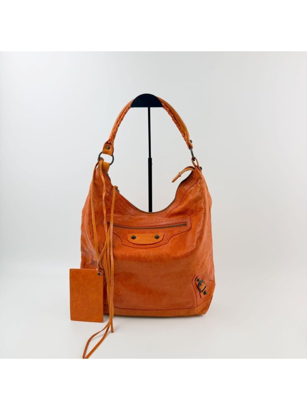Balenciaga the Day Shoulder Bag Leather Orange Vintage